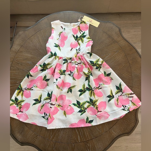 Grace Karin Pink Lemon Floral Kids Size 5-6 Easter Wedding Party Dress - Picture 3 of 10